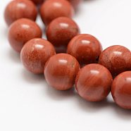 Natural Red Jasper Beads Strands, Grade A-, Round, 12mm, Hole: 1mm, about 32pcs/strand, 15.5 inch(39cm)(G-E375-12mm-03)