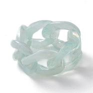 Transparent Acrylic Curb Chain Finger Rings, Pale Turquoise, Inner Diameter: 19mm(RJEW-JR00312-01)