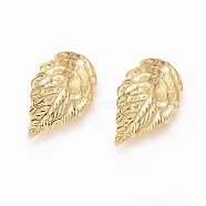 304 Stainless Steel Pendants, Textured Leaf, Real 18k Gold Plated, 17x10x1mm, Hole: 1mm(X-STAS-F231-050G)