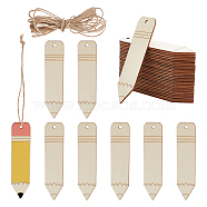 DIY Unfinished Wood Pencil Shape Pendant Decoration, with Jute Cord, for Teacher's Day, Back to School Celebration, PapayaWhip, 120x28x2mm, Hole: 4mm, 30pcs(AJEW-WH0314-223)