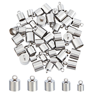 Smooth Surface 304 Stainless Steel Cord Ends, End Caps, Stainless Steel Color, 7.4x7.2x1.7cm, 50pcs/box(STAS-UN0001-40P)