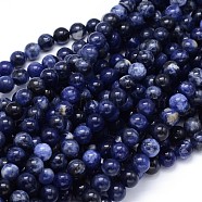 Round Natural Sodalite Beads Strands, 12mm, Hole: 1mm, about 32pcs/strand, 15.3 inch(X-G-F222-39-12mm)