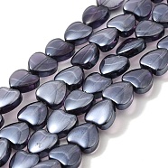 Glass Beads Strands, Heart, Gray, 9.5x10x4mm, Hole: 1mm, about 79pcs/strand, 28.74 inch(73cm)(GLAA-G104-05D)