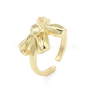 Rack Plating Adjustable Brass Rings, Long-Lasting Plated, Lead Free & Cadmium Free, Bowknot, Real 18K Gold Plated, Adjustable(RJEW-B060-01G)