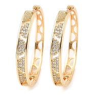 Brass with Cubic Zirconia Hoop Earrings, Half Round, Light Gold, 34x4.5mm(EJEW-D078-38G)