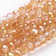 Electroplate Glass Beads Strands, AB Color Plated, Faceted, Rondelle, Bisque, 3x2mm, Hole: 1mm, about 165~169pcs/strand, 15~16 inch(38~40cm)(EGLA-D020-3x2mm-50)