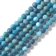 Natural Apatite Beads Strands, Round, Frosted, 7mm, Hole: 1mm, about 58pcs/strand, 14.96''(38cm)(G-K193-7mm-12)