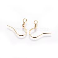 304 Stainless Steel French Earring Hooks, with Horizontal Loop, Flat Earring Hooks, Golden, 17mm, Hole: 2mm, 22 Gauge, Pin: 0.6mm(STAS-E464-08G)