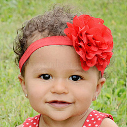 Elastic Baby Headbands, with Random Color Elastic Cord, Cloth Flower Little Girl Headbands, Mixed Color, 112mm(OHAR-S115-M06)