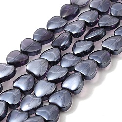 Glass Beads Strands, Heart, Gray, 9.5x10x4mm, Hole: 1mm, about 79pcs/strand, 28.74 inch(73cm)(GLAA-G104-05D)