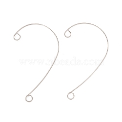 316 Stainless Steel Ear Cuff Findings, Climber Wrap Around Non Piercing Earring Findings with 2 Loop, Stainless Steel Color, 59x37x0.5mm, Hole: 4mm(X-STAS-H148-02P)