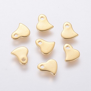 201 Stainless Steel Charms, Stamping Blank Tag, Heart, Real 24k Gold Plated, 6x6x1mm, Hole: 1mm