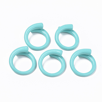 Spray Painted Alloy Cuff Rings, Open Rings, Cadmium Free & Lead Free, Turquoise, US Size 6(16.5mm)