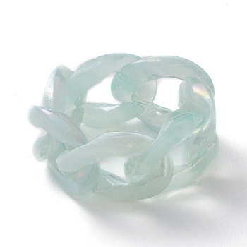 Transparent Acrylic Curb Chain Finger Rings, Pale Turquoise, Inner Diameter: 19mm