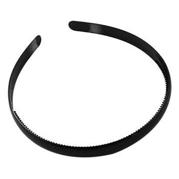 Plastic Hair Band Findings, Black, 8mm wide