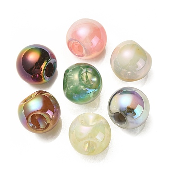 UV Plating Rainbow Iridescent Acrylic Beads, Round, Mixed Color, 18.5mm, Hole: 4mm