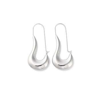 304 Stainless Steel Hoop Earrings, Oval, Stainless Steel Color, 49x21.5mm