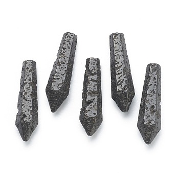 Natural Lava Rock Pointed Beads, Healing Stones, Reiki Energy Balancing Meditation Therapy Wand, Bullet, Undrilled/No Hole Beads, Bumpy, Faceted, for Wire Wrapped Pendants Making, 29~33x7.5~8.5mm
