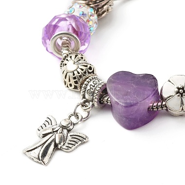 Heart Angel Clover Flowers European Bracelet for Teen Girl Women(BJEW-JB06849-05)-4