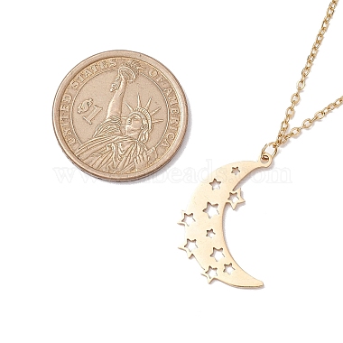 Hollow Moon & Star 304 Stainless Steel Pendant Necklaces(NJEW-JN04815-01)-3