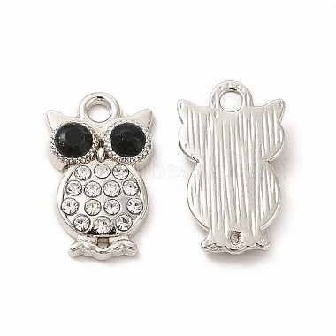 Platinum Owl Alloy+Rhinestone Pendants