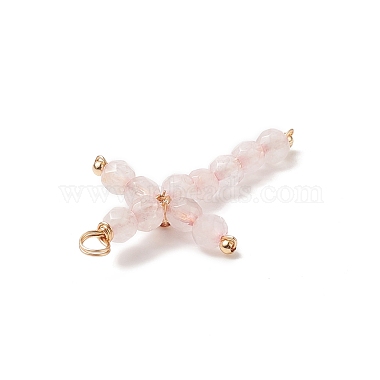 Natural Rose Quartz Faceted Round Copper Wire Wrapped Pendants(PALLOY-JF02011-01)-3