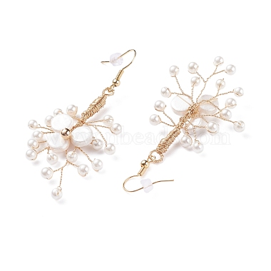 Aretes de aro con perla y concha de latón(EJEW-JE04815-02)-5