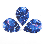 PU Leather Big Pendants, teardrop, Blue, 58~59x41.5x1.5mm, Hole: 1.5mm(FIND-T020-012B)