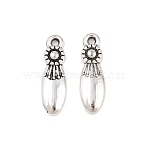 Tibetan Style Alloy Pendants, Teardrop Charms, Antique Silver, 17x5x2mm, Hole: 1.2mm(X-PALLOY-A024-13AS)