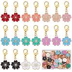 50Pcs Alloy Enamel Pendants Decoration, with Zinc Alloy Lobster Claw Clasps, Sakura, Mixed Color, 38mm(HJEW-SC0001-19)