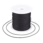 Nylon Chinese Knot Cord, Braided Cord for Jewelry Making Macrame Craft, Black, 0.6mm, 40m/Roll(NWIR-C003-01B-01)