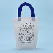 Eco-Friendly Reusable Bags, Non Woven Fabric Shopping Bags, Cake Shaped, Blue, 37.5x22cm(ABAG-WH0017-05I)