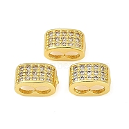 Brass Micro Pave Clear Cubic Zirconia Clasps, Long-Lasting Plated, Rack Plating, Rectangle, Golden, 6x10x6mm, Hole: 3x7mm(KK-H202-11G)