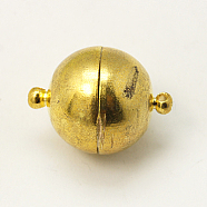 Round Brass Magnetic Clasps with Loops, Golden, 19x12mm, Hole: 2mm(KK-M060-12mm-G)
