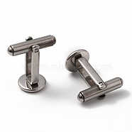 304 Stainless Steel Cuff Buttons, Cufflink Findings for Apparel Accessories, Antique Silver, Tray: 8mm, 19x18x10mm(STAS-L262-39B-P)