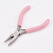45# Carbon Steel Jewelry Pliers, Wire Looping Pliers, Round Nose Pliers, Polishing, Pink, 11.5x7.3x0.9cm(PT-L004-42)