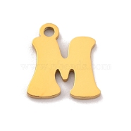 201 Stainless Steel Charms, Laser Cut, Letter Charm, Letter M, 10.5x9.5x1mm, Hole: 1.2mm(STAS-U016-01G-M)