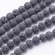 Unwaxed Natural Lava Rock Bead Strands, Round, 10mm, Hole: 1.5mm, about 38pcs/strand, 15.5 inch(G-F309-10mm)