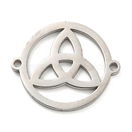 304 Stainless Steel Connector Charms, Flat Round with Triquetra Links, Stainless Steel Color, 17.5x15x1mm, Hole: 1.2mm(STAS-P330-05P)