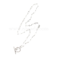 Unisex 304 Stainless Steel Paperclip Chain Necklaces, with Toggle Clasps, Stainless Steel Color, 17.71 inch(45cm)(X-NJEW-H215-04P)