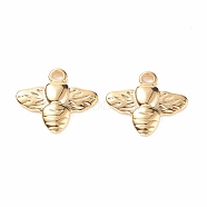 304 Stainless Steel Charms, Textured, Bee, Golden, 12.5x15x2mm, Hole: 1.5mm(STAS-B024-03G)