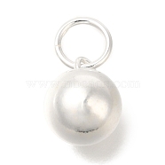 925 Sterling Silver Round Charms, with Jump Rings, Silver, 11x8mm, Hole: 4.5mm(STER-G043-08D-S)