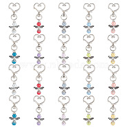 Elite Glass Pearl Keychain, with Heart Shape Zinc Alloy Swivel Lobster Clasps & Tibetan Style Alloy Beads, Angel, Mixed Color, 6.1cm, 10pcs/set, 2sets/box(KEYC-PH0001-64)