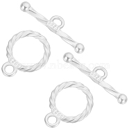 4Pcs 925 Sterling Silver Toggle Clasps, Round Ring, with 925 Stamp, Silver, 13x10x1.5mm, Hole: 1.8mm, Bar: 18x5x1.5mm, Hole: 1.8mm(STER-BBC0007-48B)