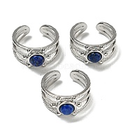 Natural Lapis Lazuli Adjustable Rings, with Platinum Brass Findings, Long-Lasting Plated, Jewely for Women, Adjustable(RJEW-K269-10P-08)