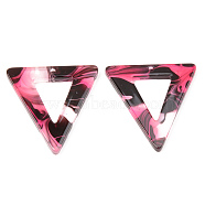 Acrylic Pendants, Triangle, Hot Pink, 34x30x2mm, Hole: 1.5mm(MACR-S372-003A)