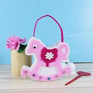 Non Woven Fabric Embroidery Needle Felt Sewing Craft of Pretty Bag Kids, Felt Craft Sewing Handmade Gift for Child Meet Best, Horse, White, 14x13x3.5cm(DIY-H140-07)