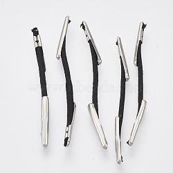 Elastic Barbed Cord, with Stainless Steel Findings, for Fixing Finger Ring, Black, 44~46x1mm(FIND-Q086-E-01)