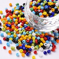 Glass Seed Beads, Opaque Colours Seed, Small Craft Beads for DIY Jewelry Making, Round, Mixed Color, 3mm, Hole:1mm, about 10000pcs/pound(SEED-A010-3mm-51)