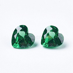 Cubic Zirconia Pointed Back Cabochons, Heart, Faceted, Green, 5x5x3mm(ZIRC-WH0001-C08)